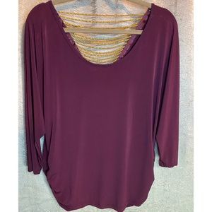 Plus Size Purple blouse with Gold chains in back